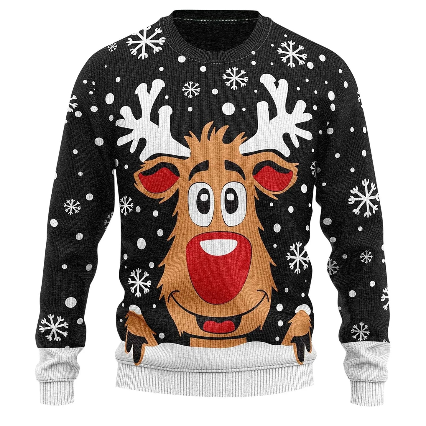 Ugly Christmas Sweater Men's Knitted Pullover Reindeer