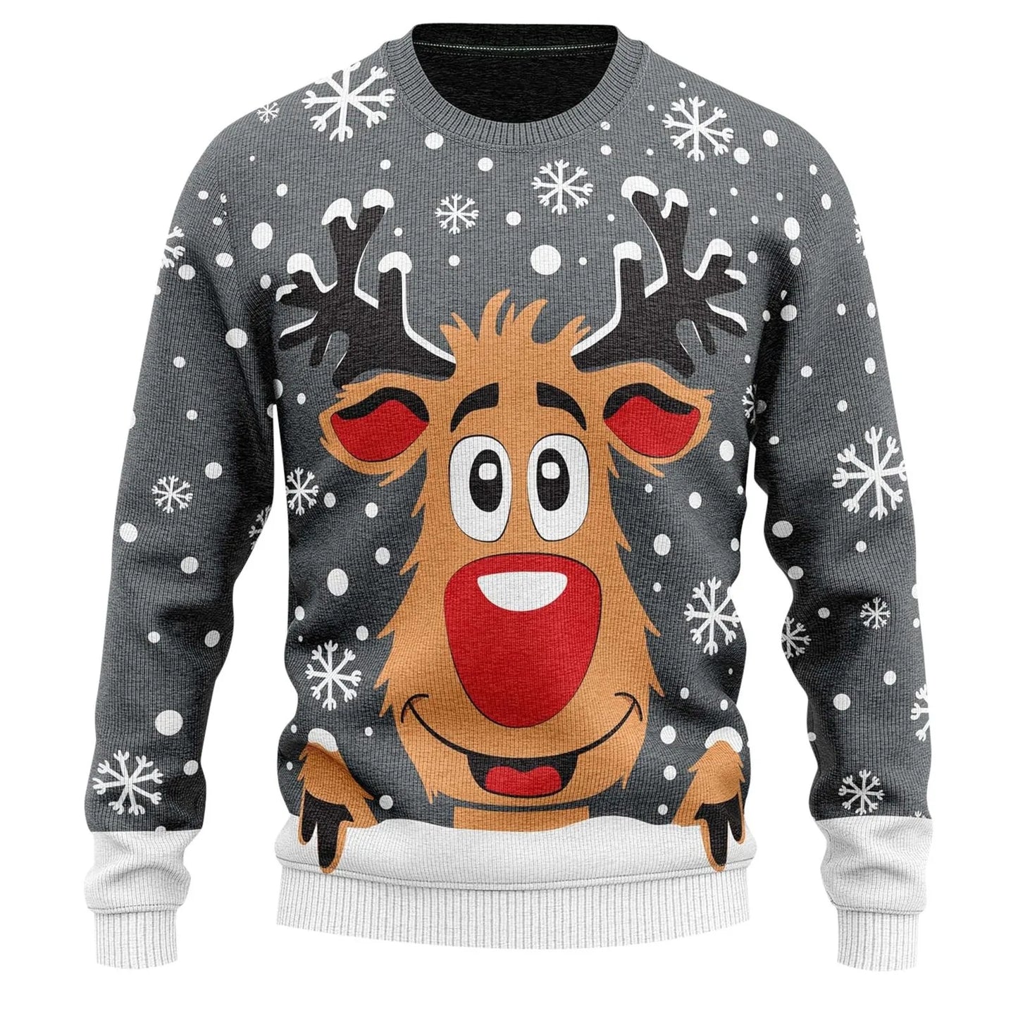 Ugly Christmas Sweater Men's Knitted Pullover Reindeer
