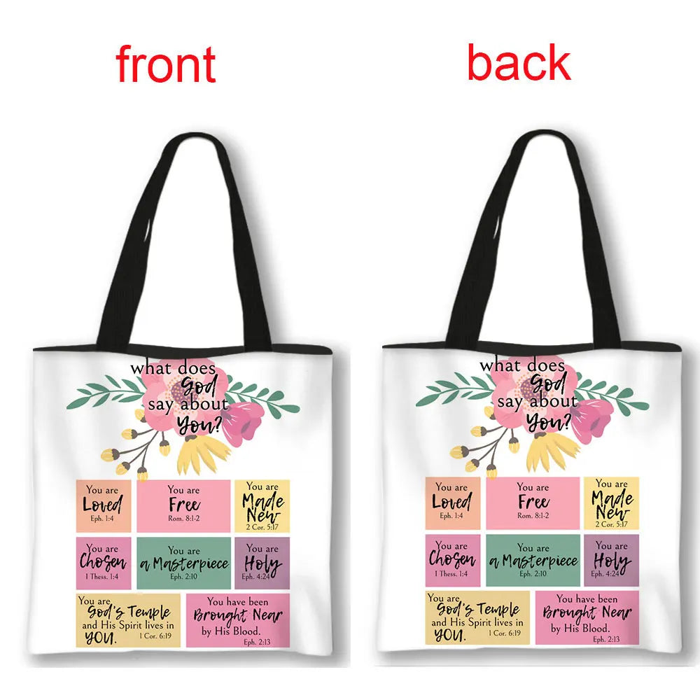 Christian Bible Verse Print Handbag