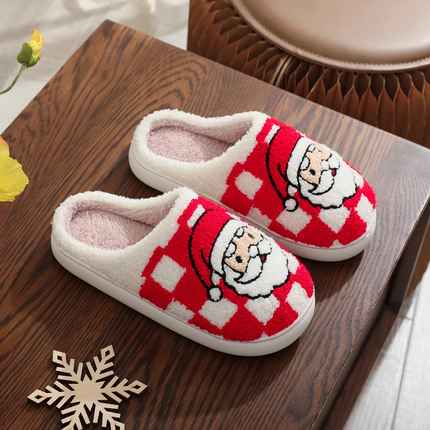 Christmas Grinch Cotton Slippers Men Women Home Woolen Slippers Comfortable Plush Lined Slip on Shoes Women's Warm Winter Shoes
