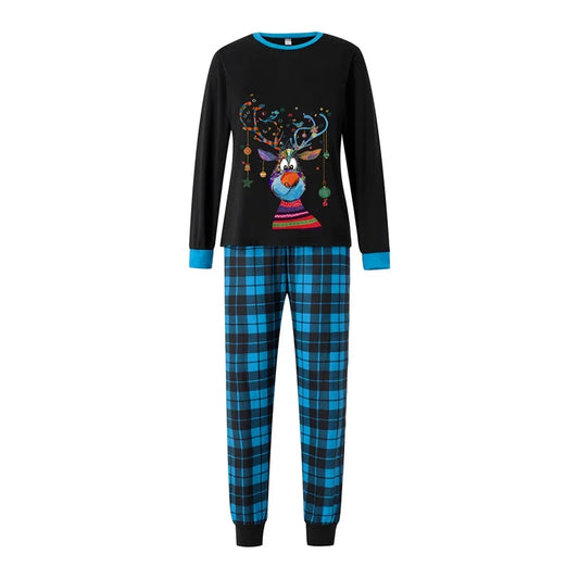 Reindeer Plaid Print Holiday Pajamas for Family