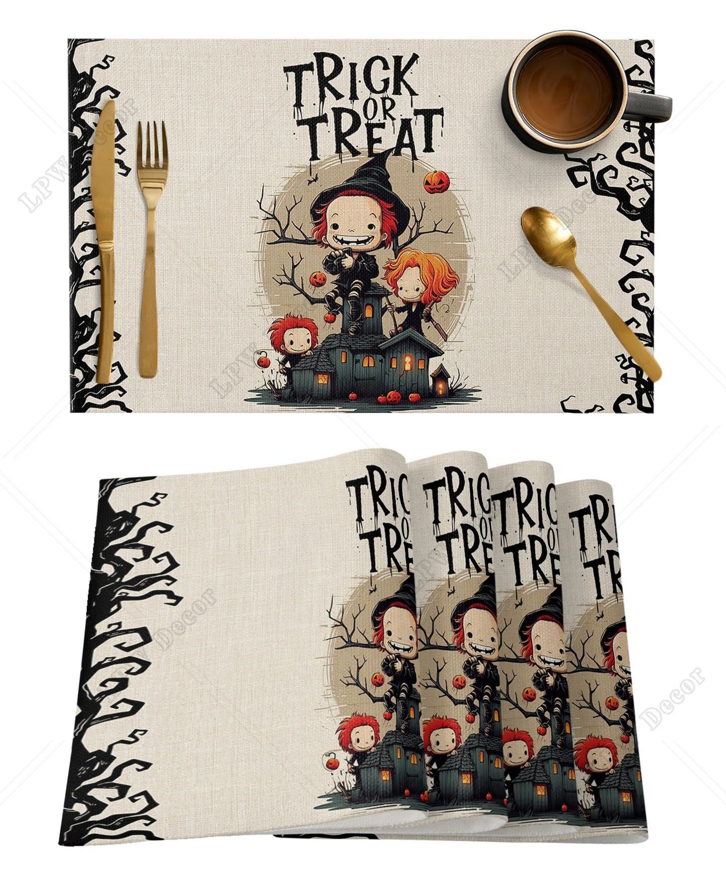 Halloween Placemat Sets (4/6 Pcs)
