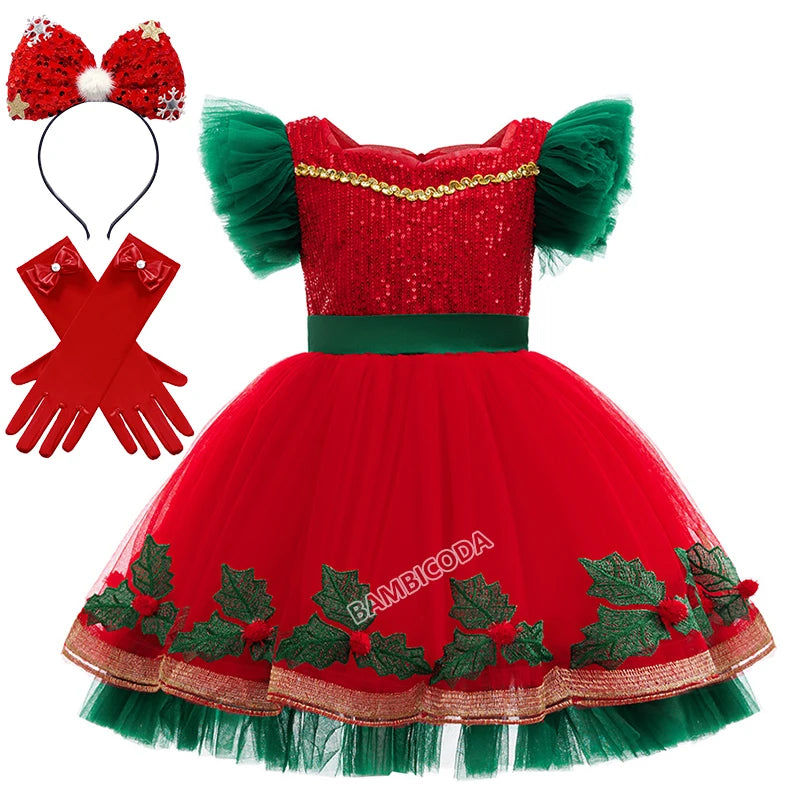 Green Christmas Tree Dress For Girls