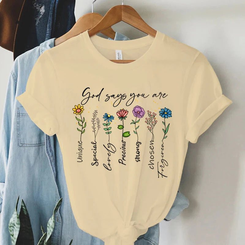 "God Says You Are Unique" Print T-Shirt