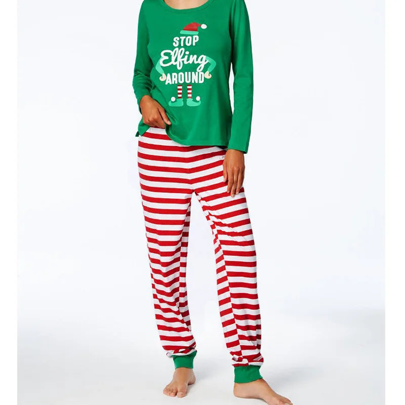 "Stop Elfing Around" Matching Family Pajamas Sets