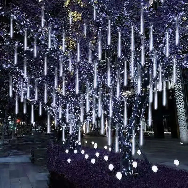 Solar Meteor Shower Lights Falling Rain Drop Fairy String Light for Christmas