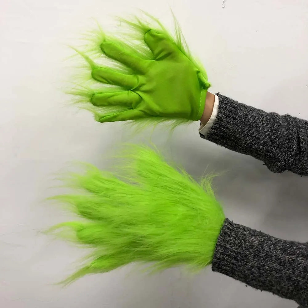 Grinch Christmas Gloves and Mask