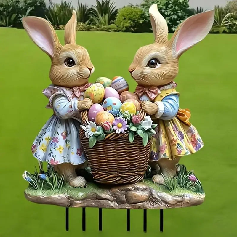 Easter Bunny Yard Signs β 2D Flat Standing Rabbit with Eggs ππΈ