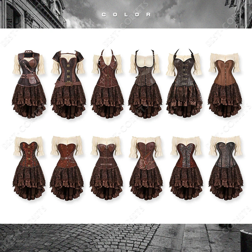 Steampunk Corset Dress Pirate Costume for Women