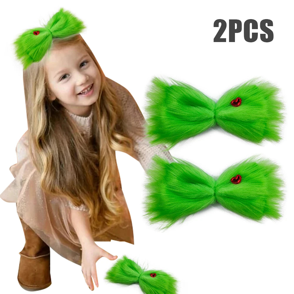 Christmas Grinches Green Hair Bow