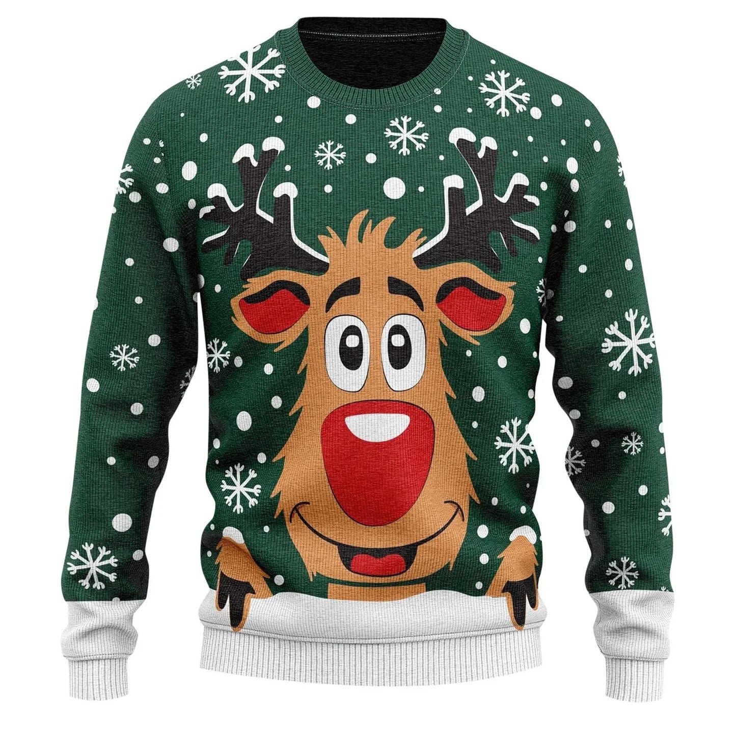 Ugly Christmas Sweater Men's Knitted Pullover Reindeer