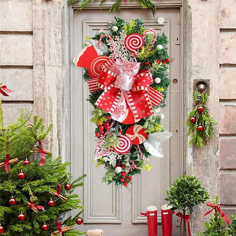 2Pcs Christmas Candy Cane Wreath
