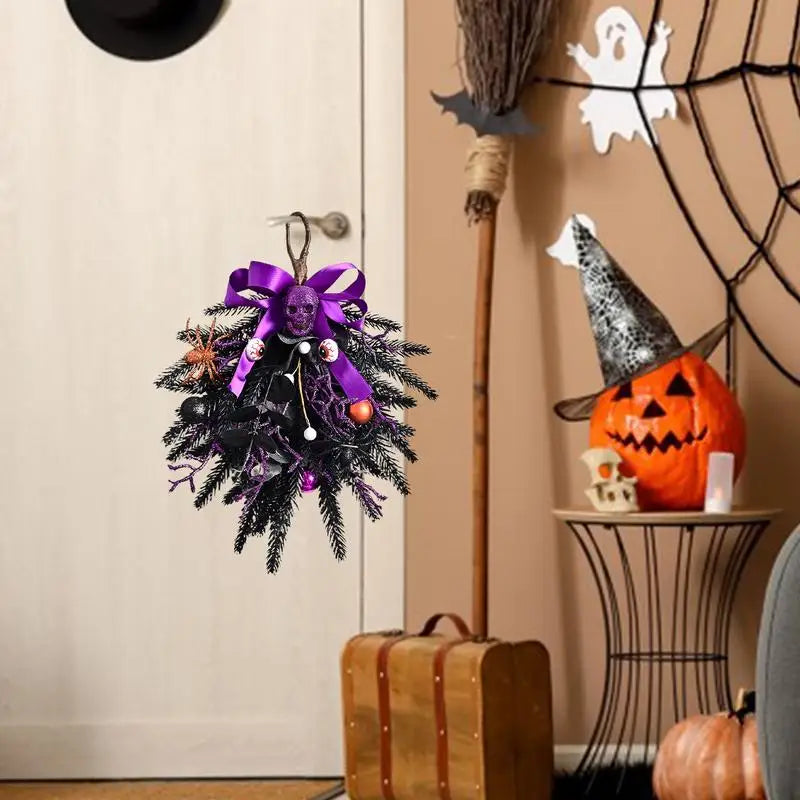 Black & Purple Skull Wreath