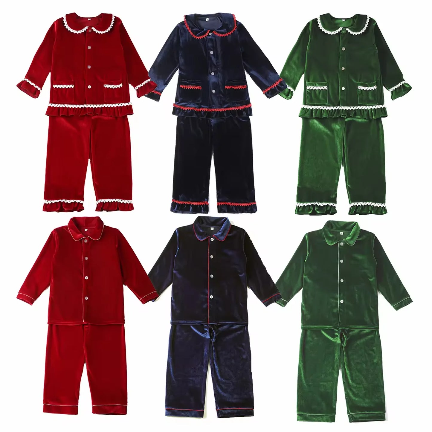 Flannel and Velvet Matching Family Pajamas Sets