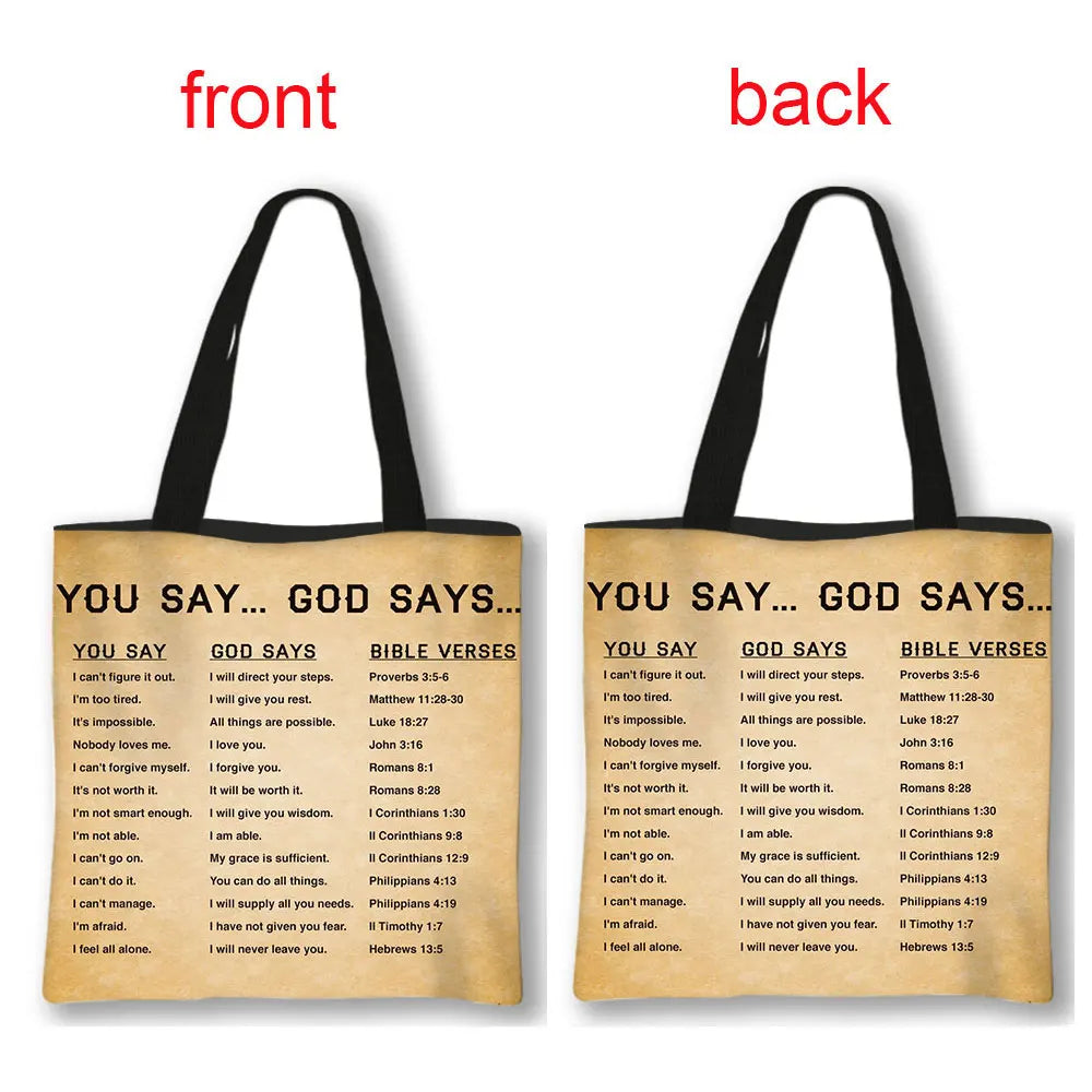 Christian Bible Verse Print Handbag