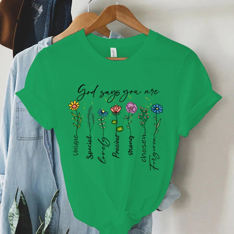 "God Says You Are Unique" Print T-Shirt