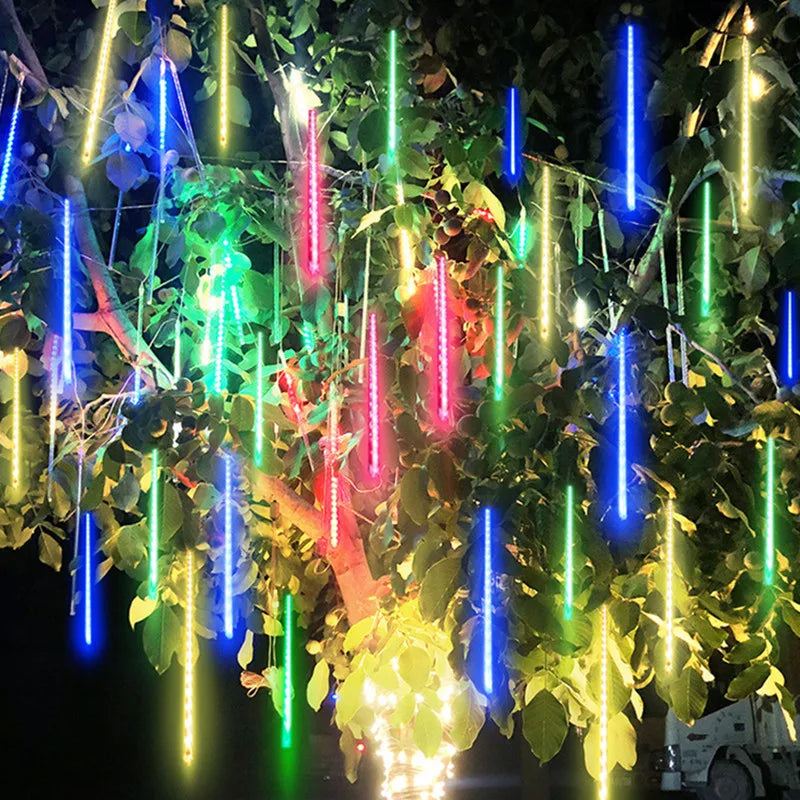 Solar Meteor Shower Lights Falling Rain Drop Fairy String Light for Christmas