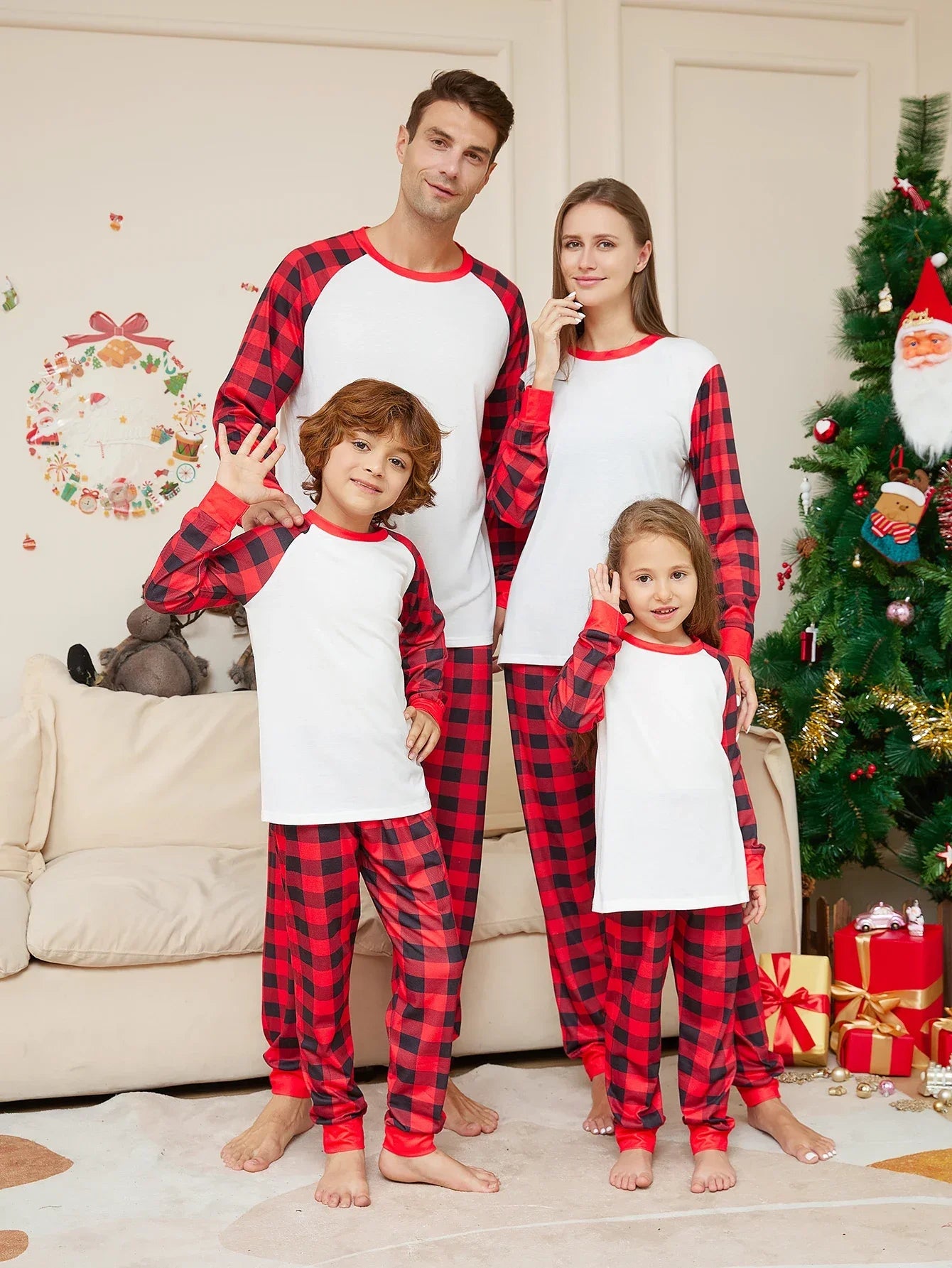 Matching Checkered Family Pajamas Set