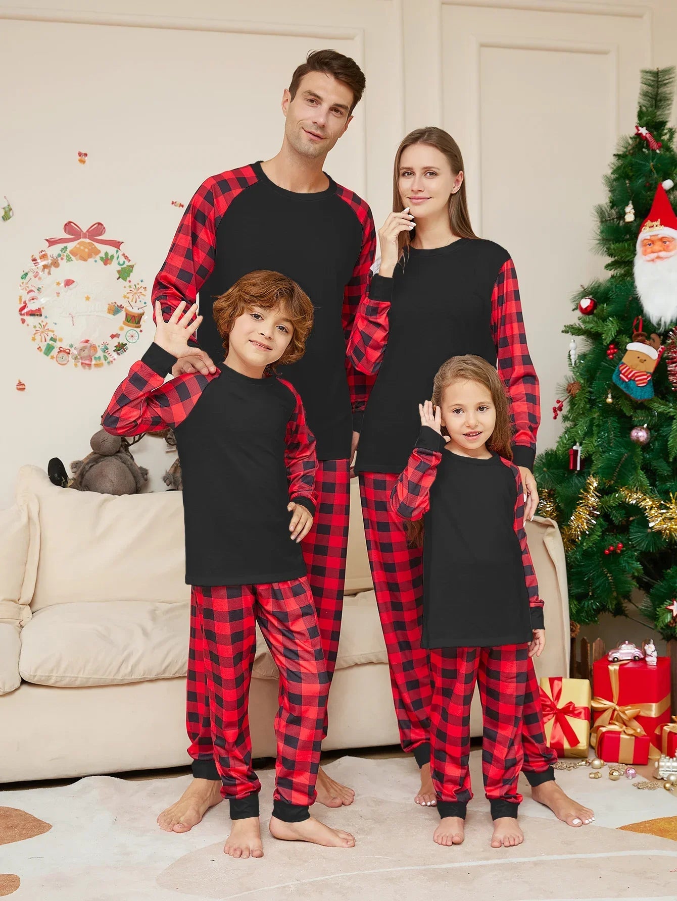 Matching Checkered Family Pajamas Set