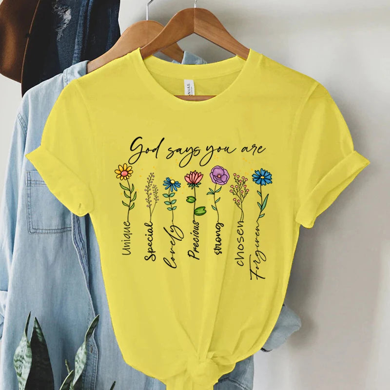 "God Says You Are Unique" Print T-Shirt