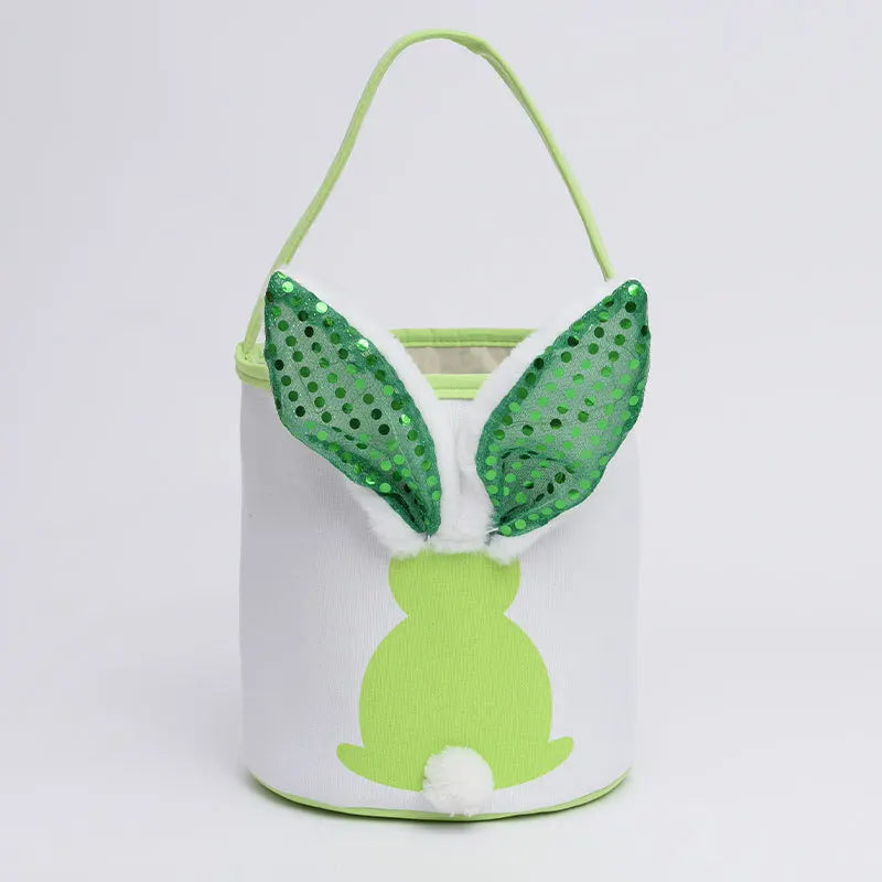 Cute Sequin Bunny Ear Easter Basket