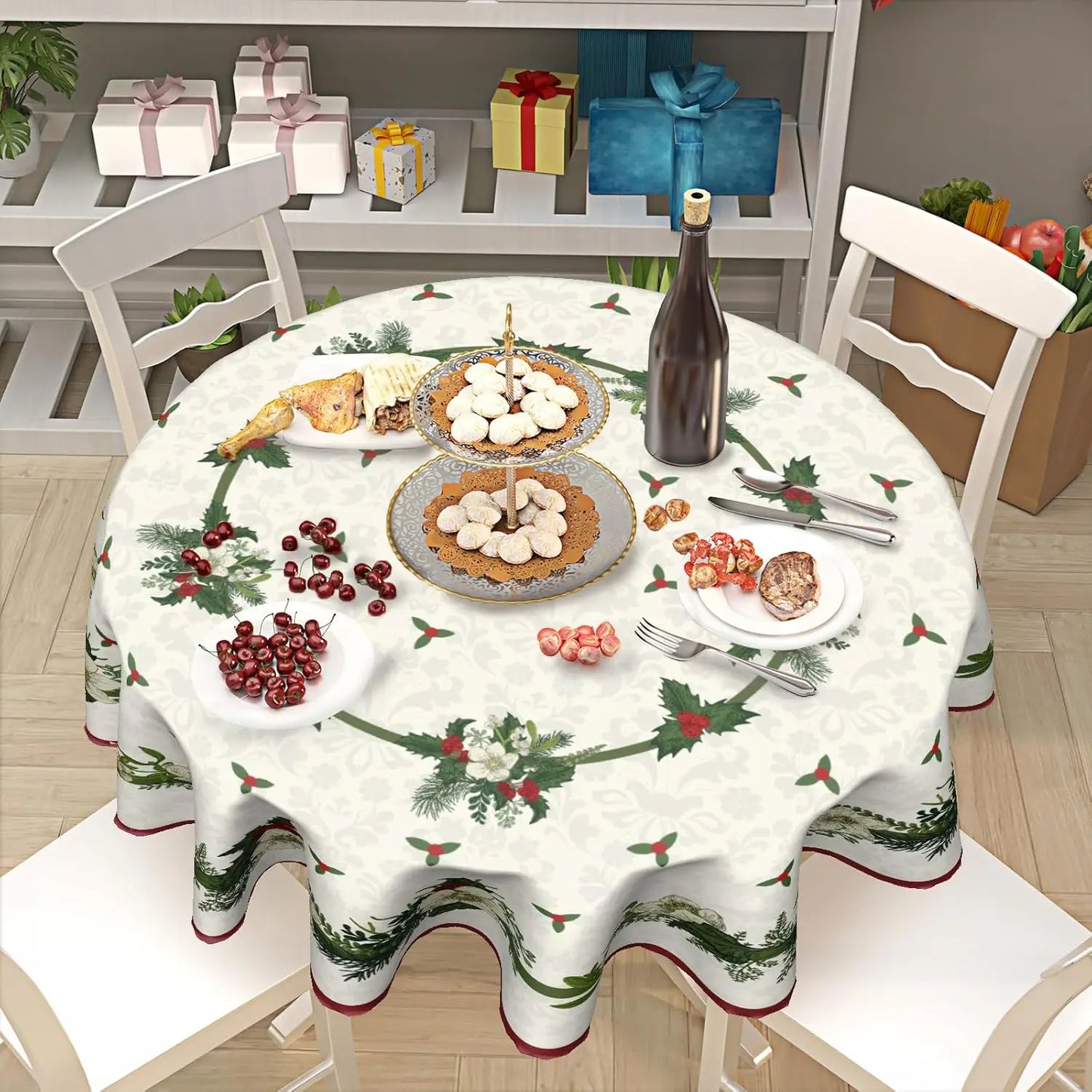 Merry Christmas Tablecloth Round