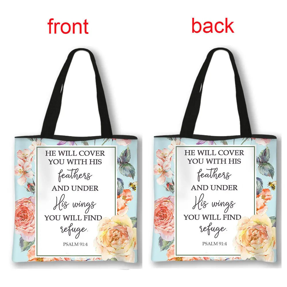 Christian Bible Verse Print Handbag