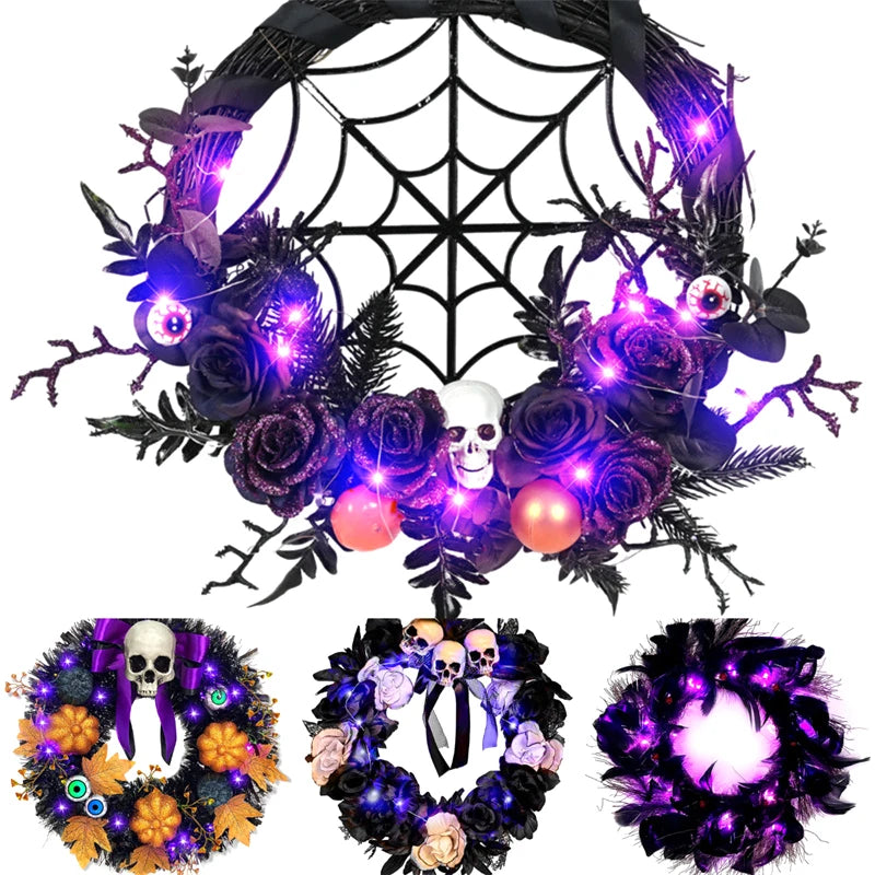 Purple Halloween Wreath (with LED lights)