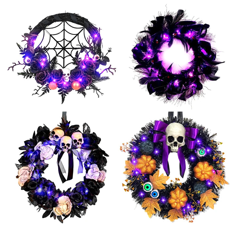 Purple Halloween Wreath (with LED lights)