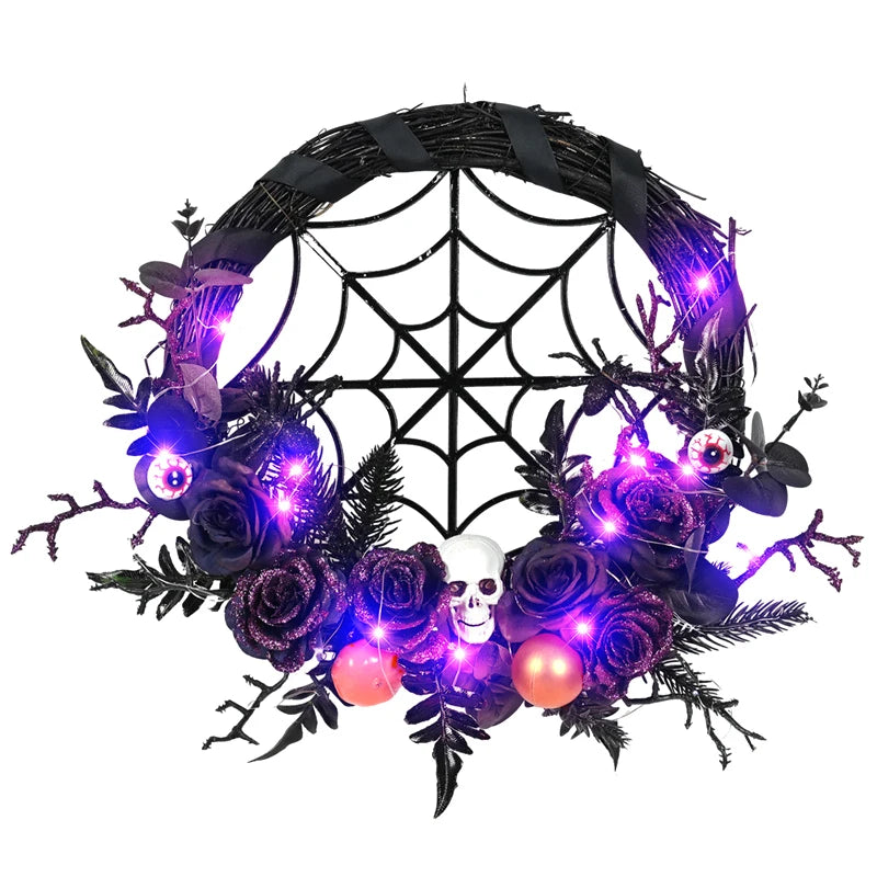 Purple Halloween Wreath (with LED lights)