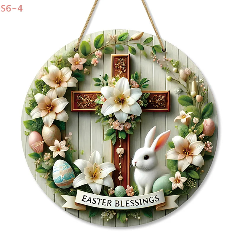 2D Rustic Wooden Easter Bunny Welcome Sign ππΈ