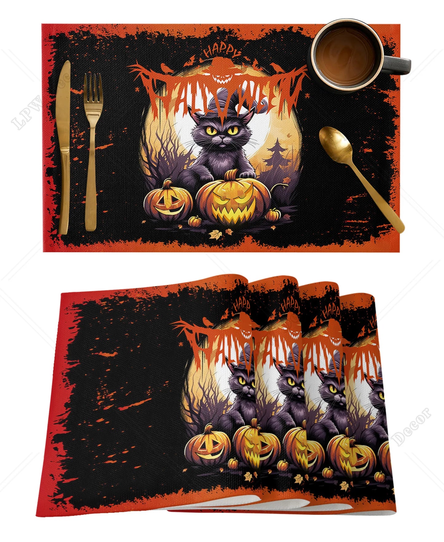 Halloween Placemat Sets (4/6 Pcs)