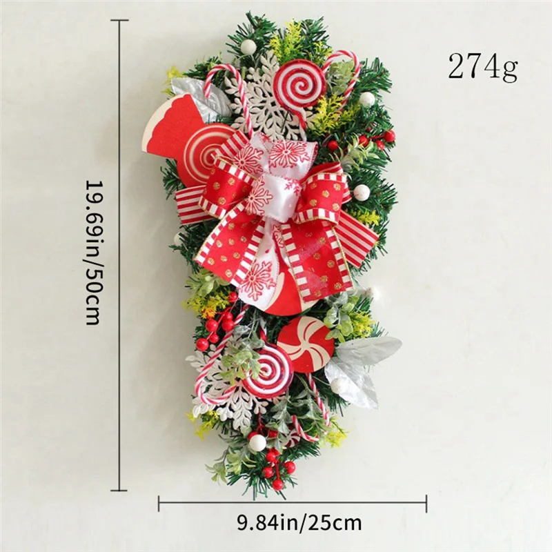 2Pcs Christmas Candy Cane Wreath
