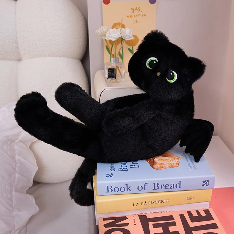 Black Cat with Wings Pillow