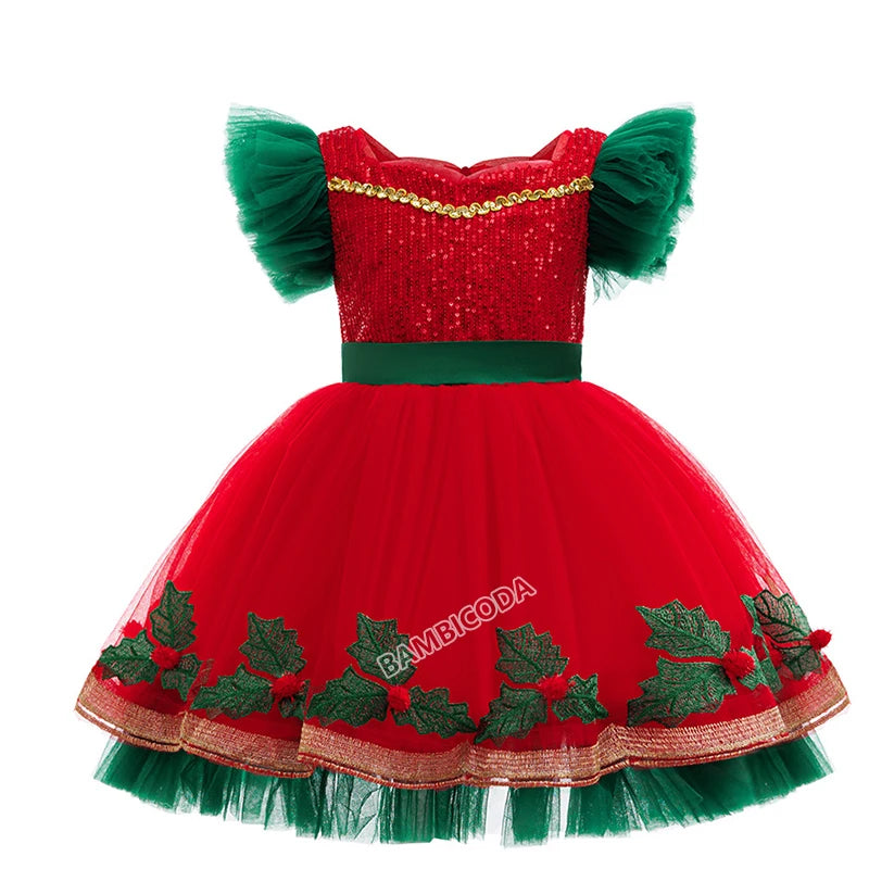 Green Christmas Tree Dress For Girls