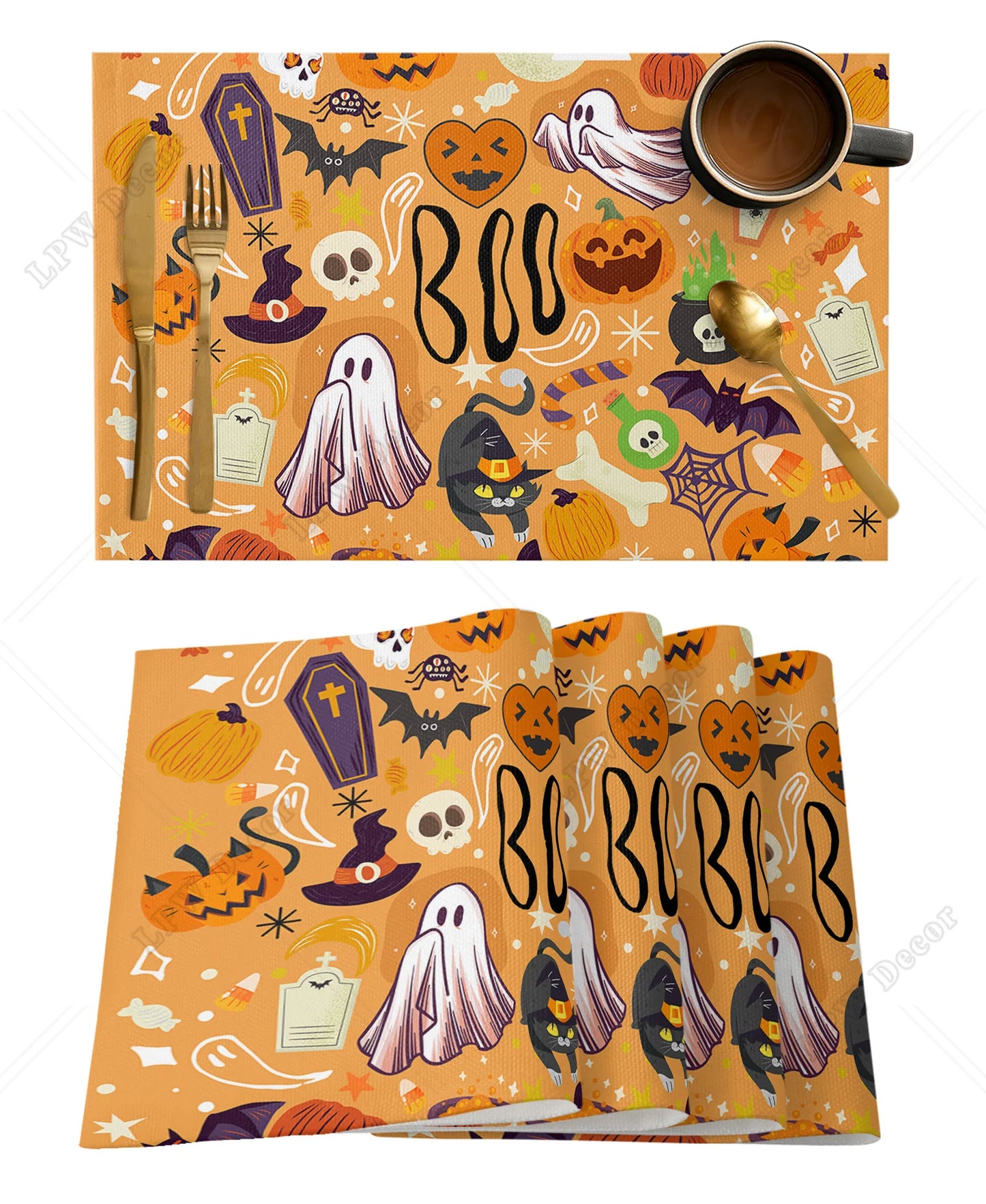 Halloween Placemat Sets (4/6 Pcs)