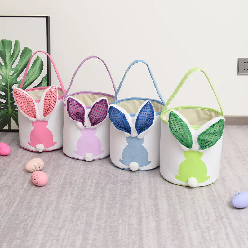 Cute Sequin Bunny Ear Easter Basket