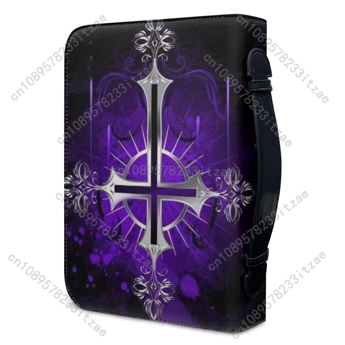 Christian Cross Print Bible Case With Pocket