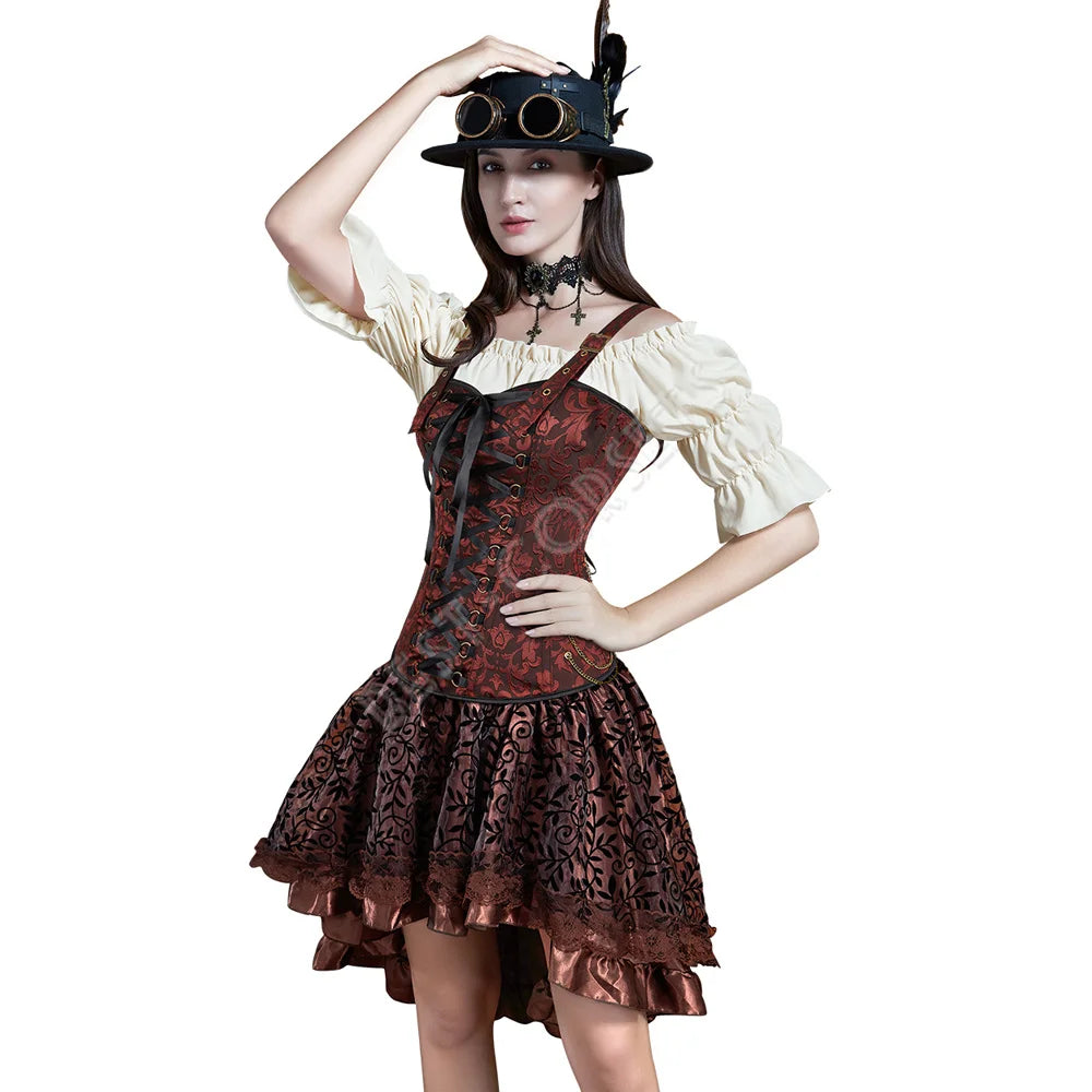 Steampunk Corset Dress Pirate Costume for Women
