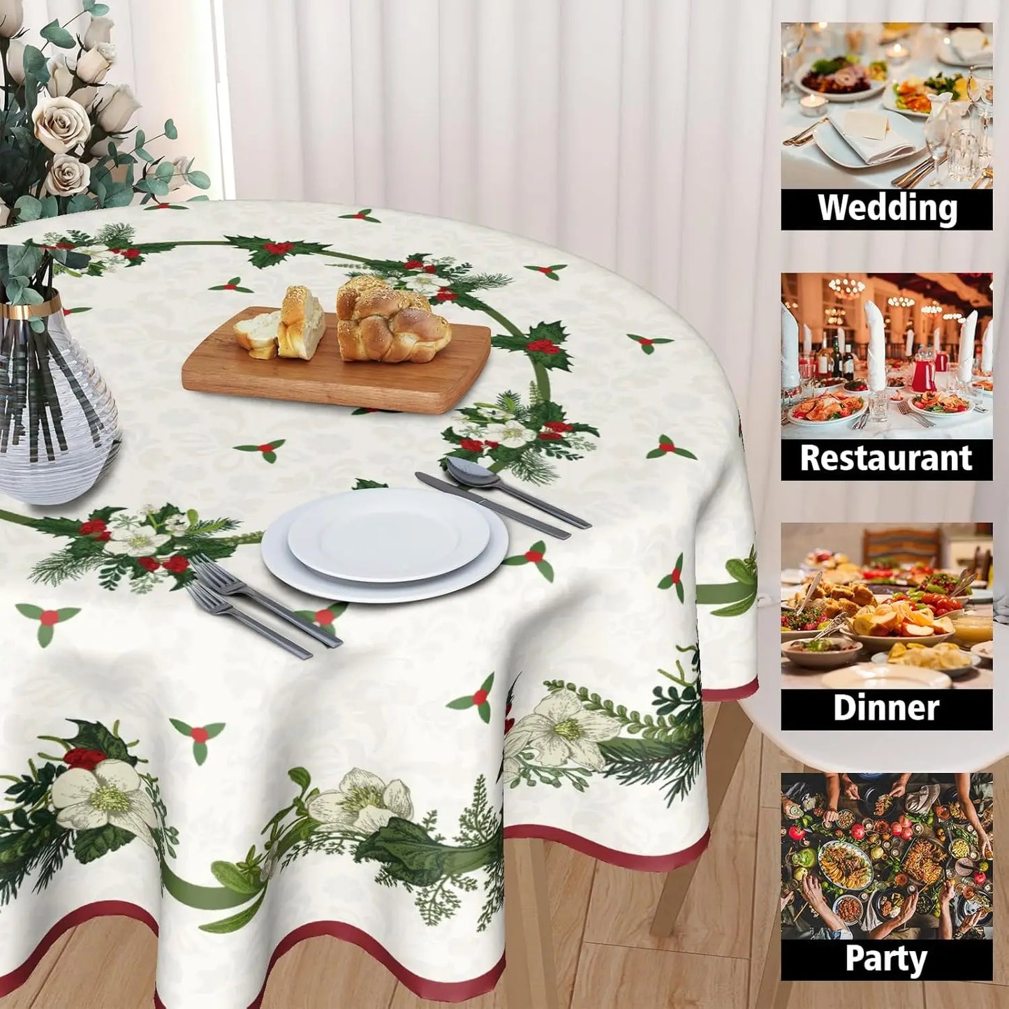 Merry Christmas Tablecloth Round