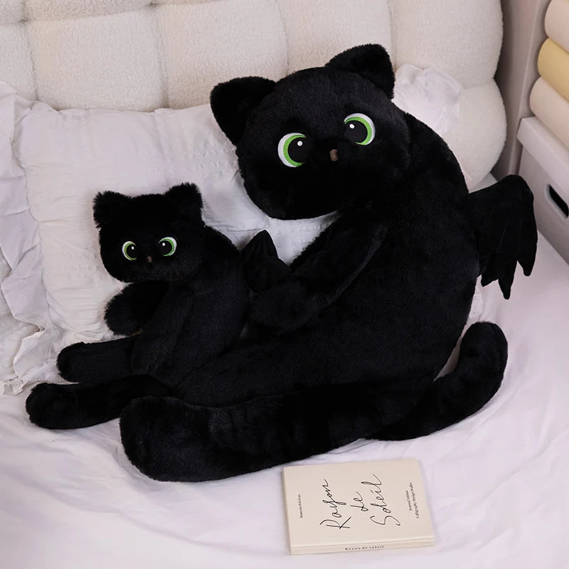 Black Cat with Wings Pillow