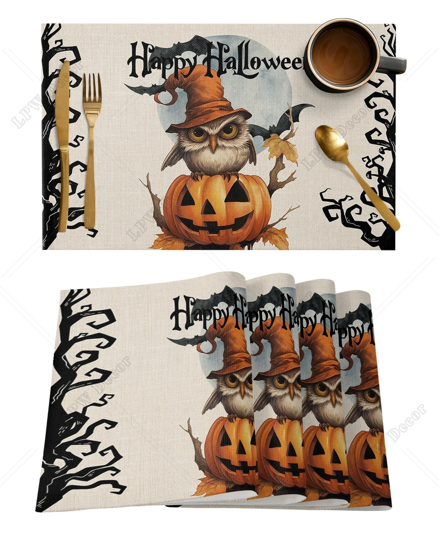 Halloween Placemat Sets (4/6 Pcs)