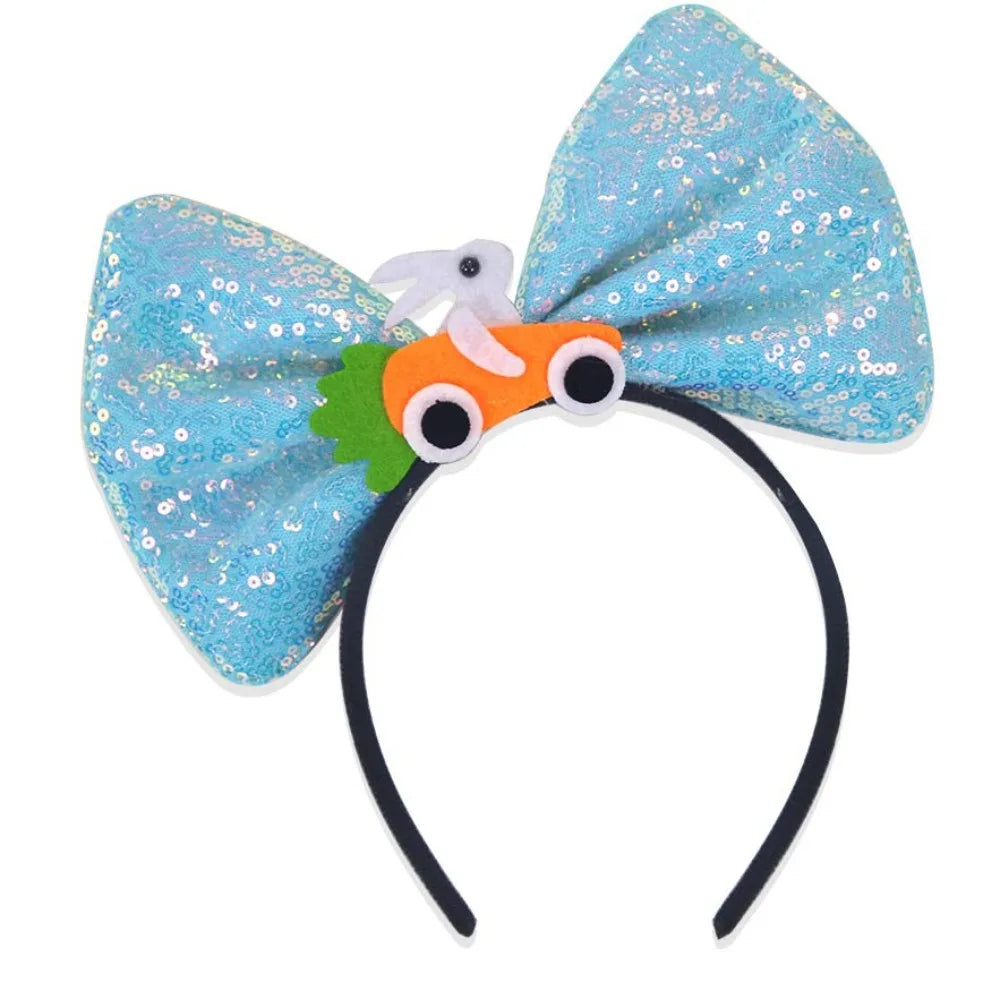 Funny Felt & Sequin Easter Large Bow Headband ππ°β¨