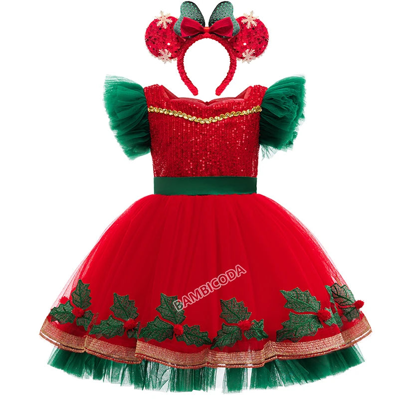 Green Christmas Tree Dress For Girls