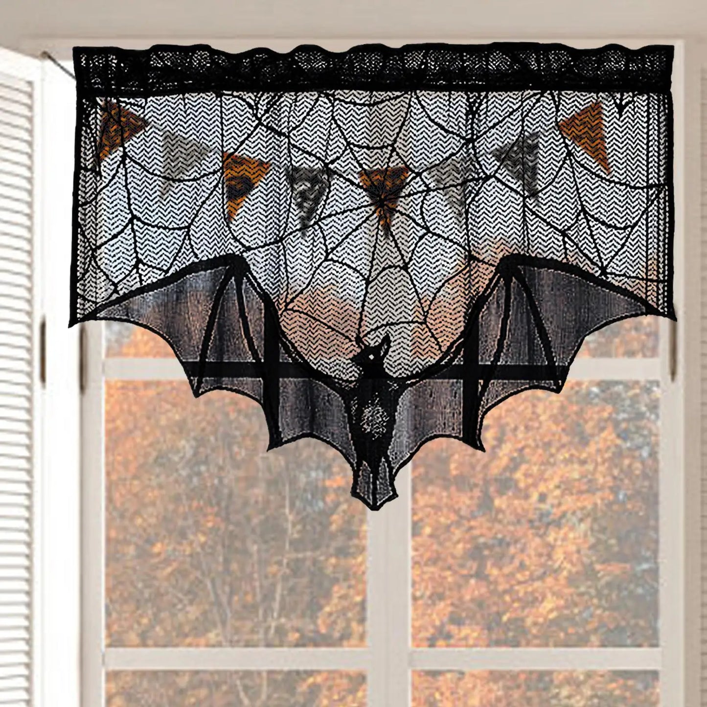 Halloween Window Valance Gothic Lace Mantel Scarf