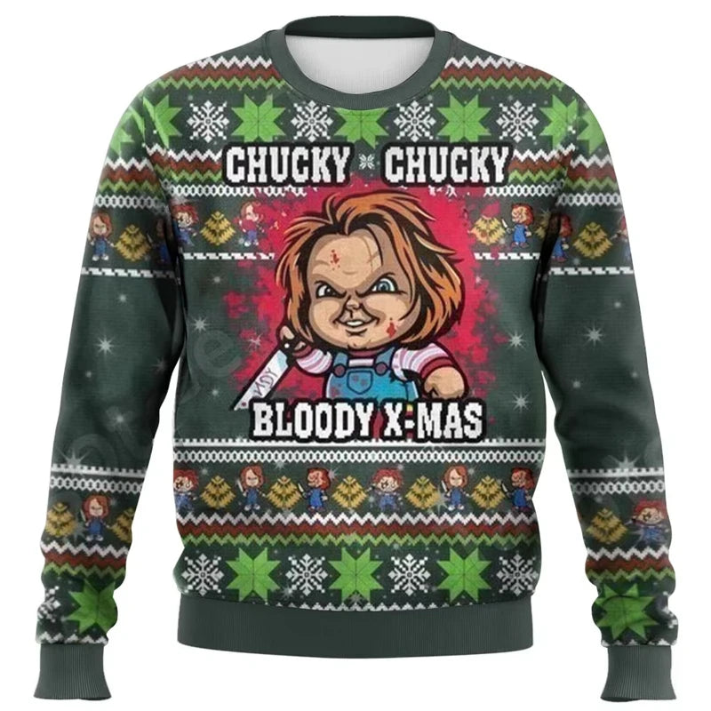 Fashion Chucky Graphic Ugly Christmas Sweater