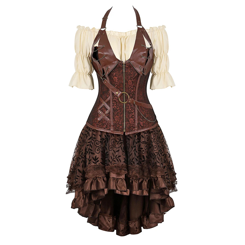 Steampunk Corset Dress Pirate Costume for Women