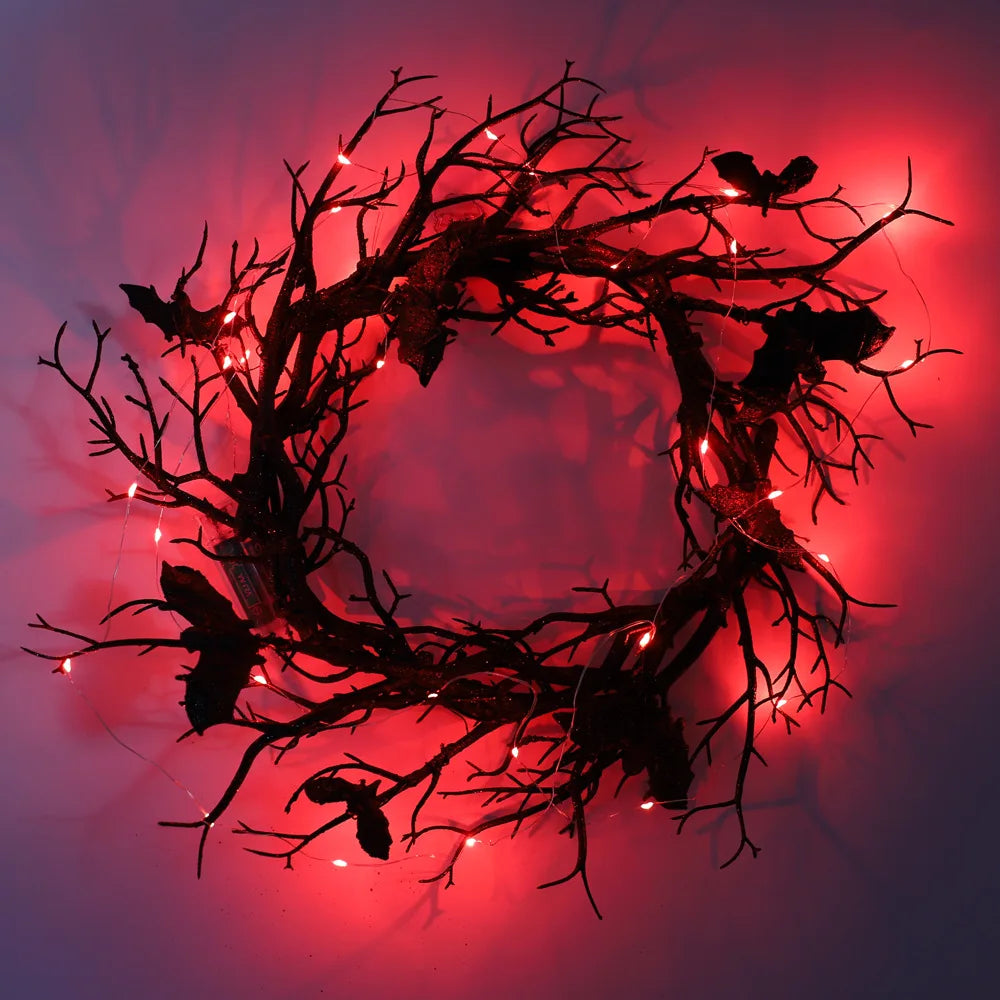 Halloween Bat Wreath (With LED Lights)