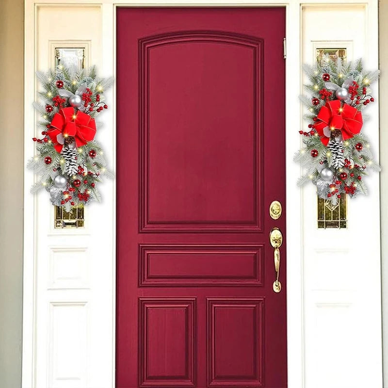 Cordless Prelit Stairway Swag Wreaths