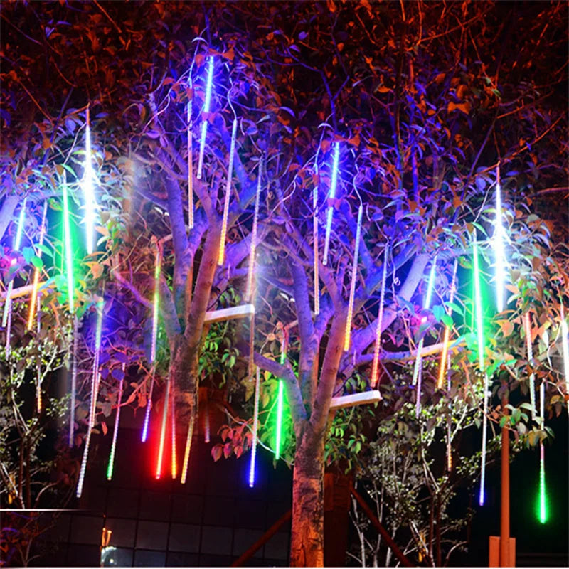 Solar Meteor Shower Lights Falling Rain Drop Fairy String Light for Christmas